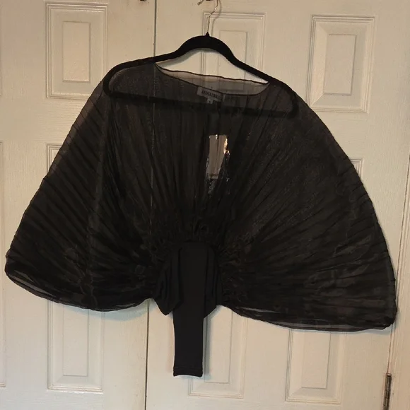 Andrea Iyamah Elegant Black Sheer Blouse - Picture 2 of 4